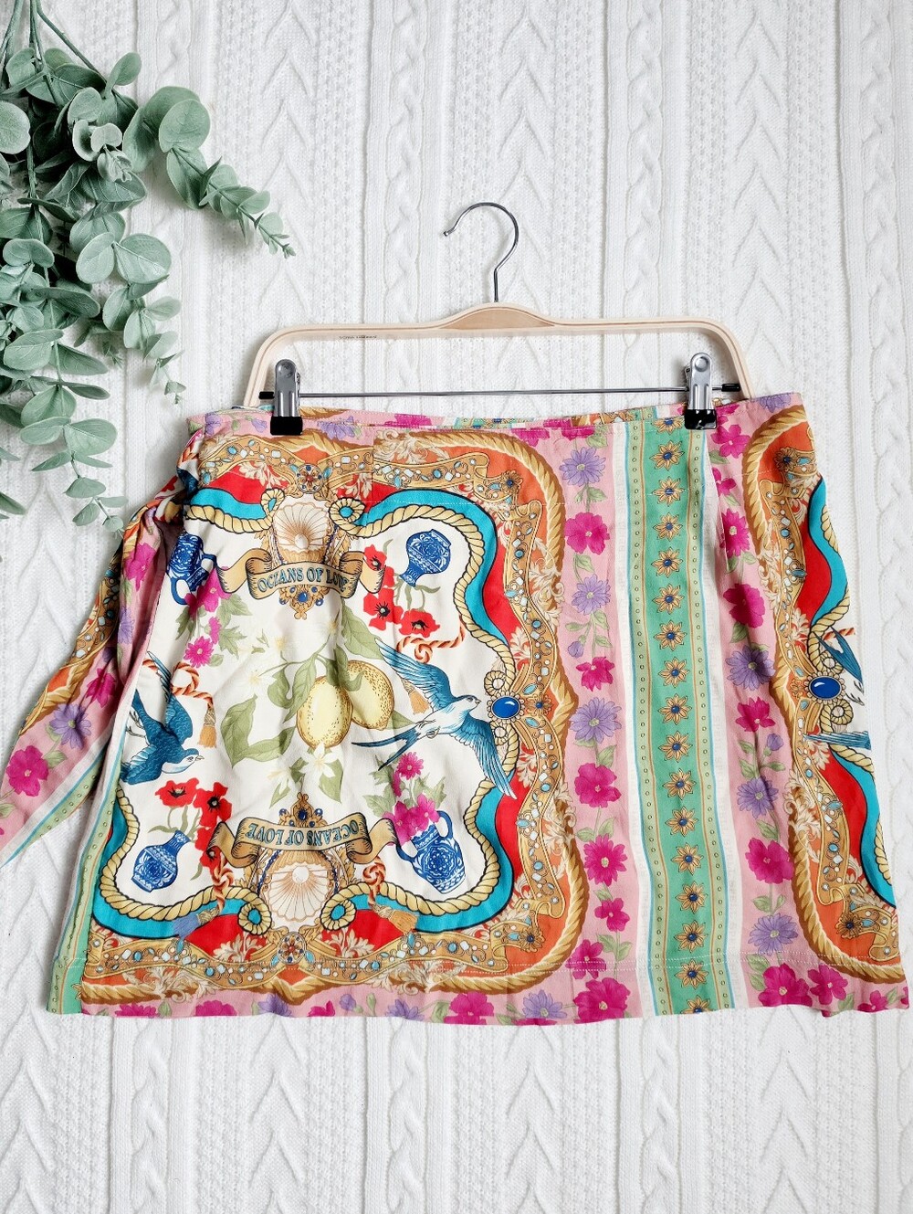 Spell & The Gypsy Maddalena Wrap Skirt Mosaic Button Tie Side Lined Mini XXL - Picture 11 of 15
